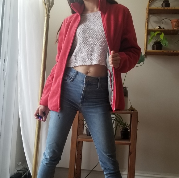 WindRiver Sweater Fleece Jacket Red Windbreaker - Picture 3 of 16